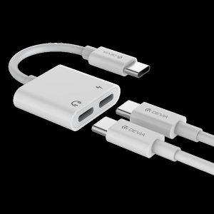 Devia EC609 USB Type-C/USB Type-C Audió és Töltő Adapter - Fehér