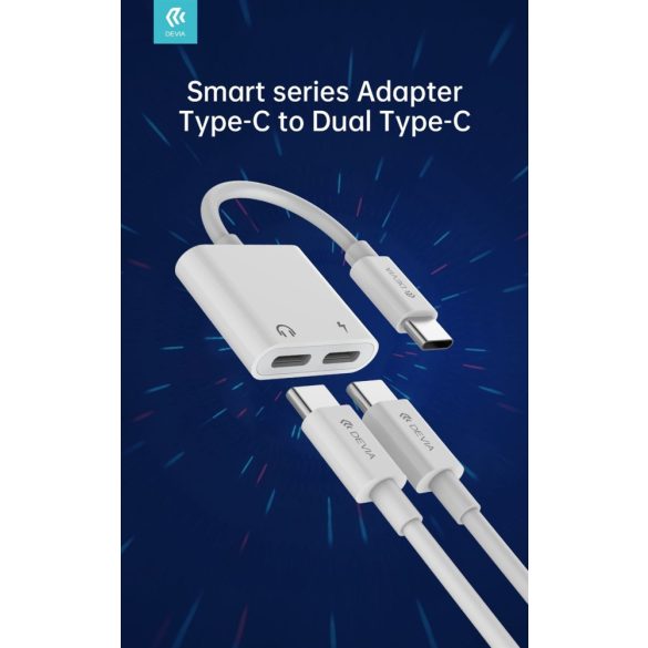 Devia EC609 USB Type-C/USB Type-C Audió és Töltő Adapter - Fehér