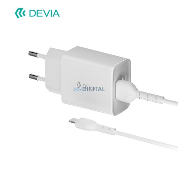 Devia RLC-526 Smart 2.4A 2xUSB Hálózati Töltőfej + 1m Lightning Töltőkábel - Fehér