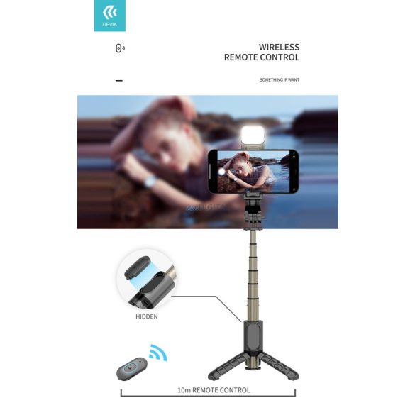 Devia ES072 Tripod Stand Multifunkciós Wireless Selfie Bot - Fekete