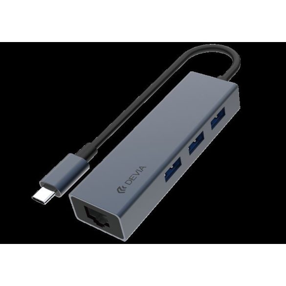 Devia EC621 Leopard USB Type-C 3.1/3xUSB 3.0 + RJ45 HUB Adapter - Grafit