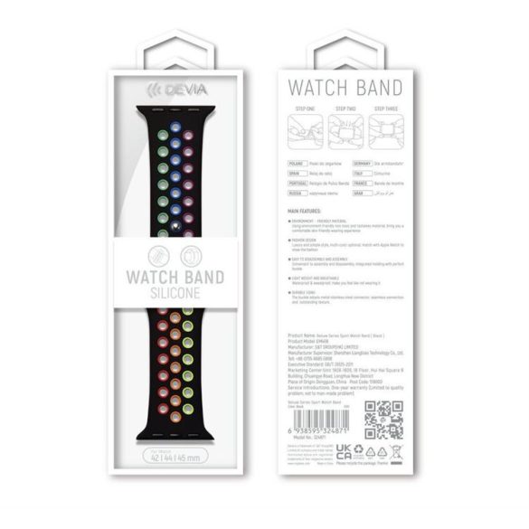 Apple iWatch Devia Delux Sport 2 38/40/41mm Óraszíj - Fekete/Szivárvány