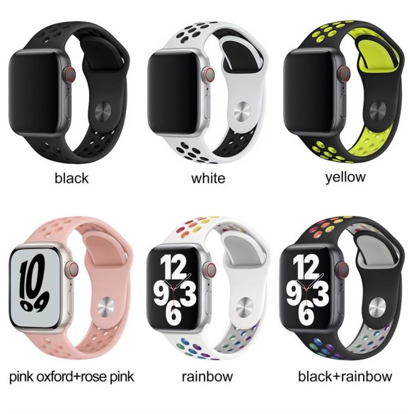 Apple iWatch Devia Delux Sport 2 38/40/41mm Óraszíj - Fekete/Szivárvány