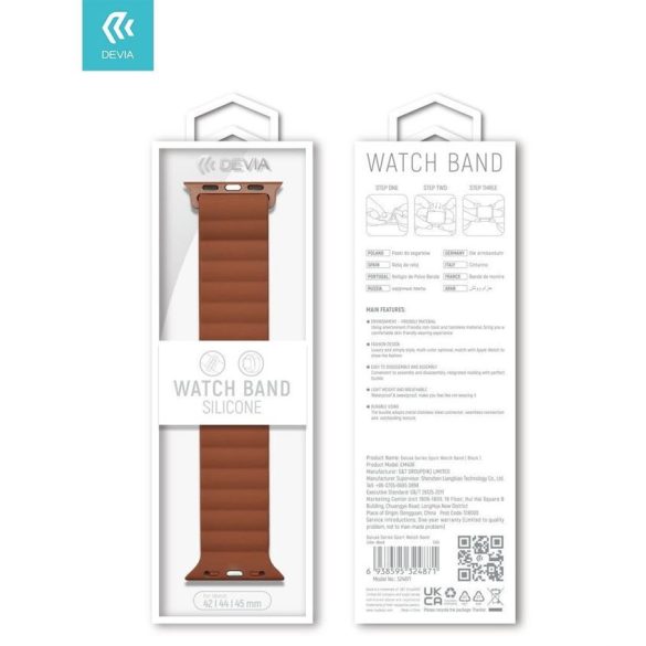 Apple iWatch Devia Delux Sport 3 Silicone Magnet 38/40/41mm Óraszíj - Saddle Brown