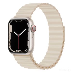 Apple iWatch Devia Delux Sport 3 Silicone Magnet 42/44/45mm Óraszíj - Krém