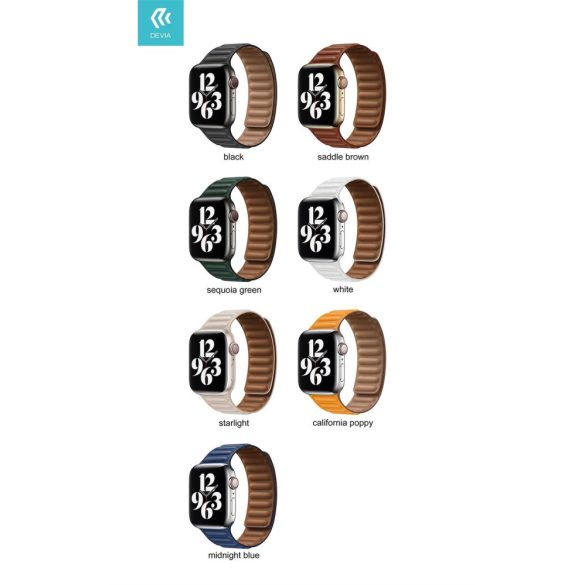 Apple iWatch Devia Elegant Leather Two-Tone 38/40/41mm óraszíj - Sötétkék