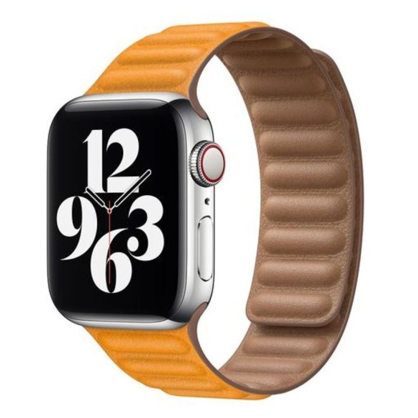 Apple iWatch Devia Elegant Leather Two-Tone 42/44/45mm óraszíj - Sárga