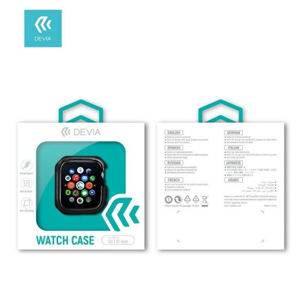 Apple iWatch 7 Devia Shockproof 41mm Tok - Átlátszó Fekete