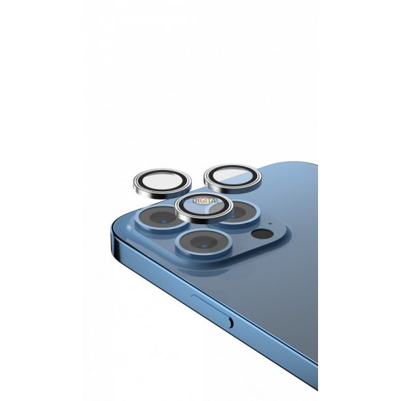 Apple iPhone 14 Pro/14 Pro Max Devia Peak 3D Fém Kamera Védő Üvegfólia - Ezüst