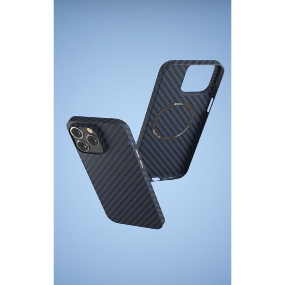 Apple iPhone 14 Plus Devia Carbon Fiber Magsafe Ultra Slim Hátlap - Kék