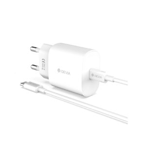 Devia RLC-383 Smart PD 25W Hálózati Töltőfej + PD USB Type-C Töltőkábel - Fehér