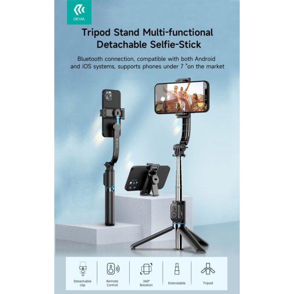 Devia Tripod Stand Multifunkciós Wireless Selfi Bot - Fekete