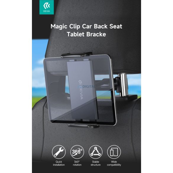 Devia ES077 Magic Clip Car Bracket Seat Tablet Autóstartó - Fekete