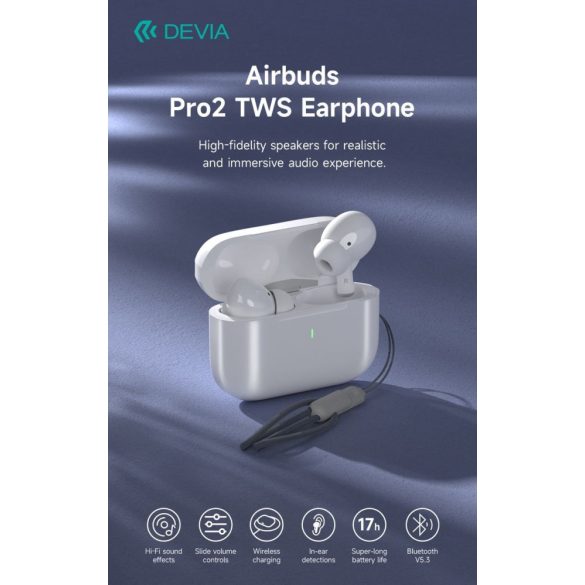 Devia Airbuds Pro2 TWS Bluetooth 5.2 Headset - Fehér