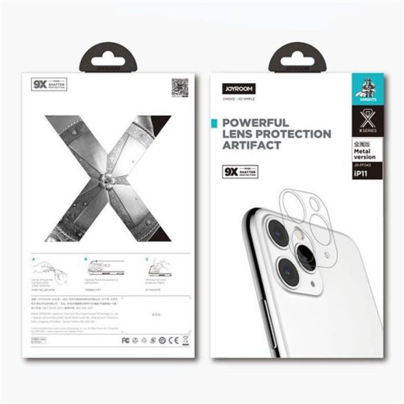 Apple iPhone 11 Pro/11 Pro Max Joyroom JR-PF044 Knights 3D Fém Kamera Védő Üvegfólia - Fekete