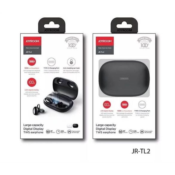 Joyroom JR-TL2 TWS Bluetooth 5.0 Headset - Fekete