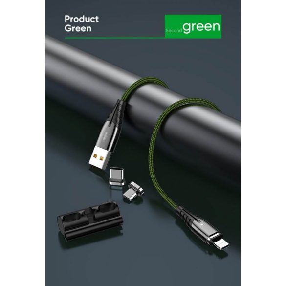 Joyroom S-M408 3A USB Type-C 1.2M Mágneses Adatkábel - Zöld