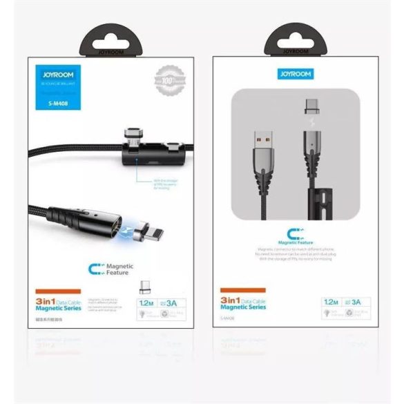 Joyroom S-M408 3A USB Type-C 1.2M Mágneses Adatkábel - Zöld