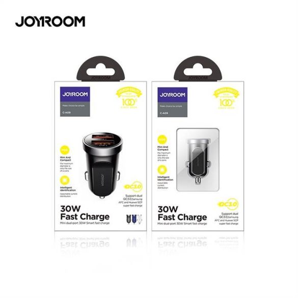 Joyroom C-A09 30W 2QC 3.0 2xUSB Autós Töltőfej - Fehér