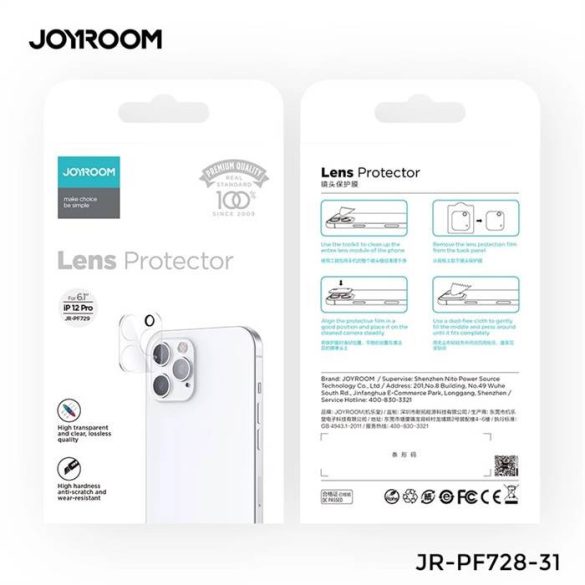 Apple iPhone 12 Mini Joyroom JR-PF728 3D Kamera Védő Üvegfólia - Átlátszó