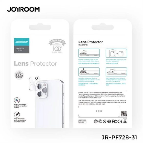 Apple iPhone 12 Pro Max Joyroom JR-PF731 3D Kamera Védő Üvegfólia - Átlátszó