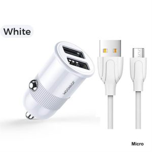 Joyroom C-A06 3.1A 2xUSB Autós Töltőfej + Micro USB 1M Adatkábel - Fehér