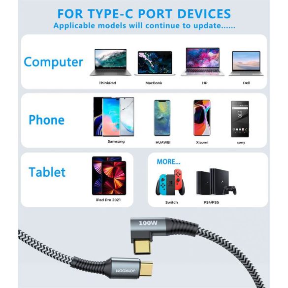 Joyroom S-1550N12 PD USB Type-C 100W 1.5M Adatkábel - Grafit