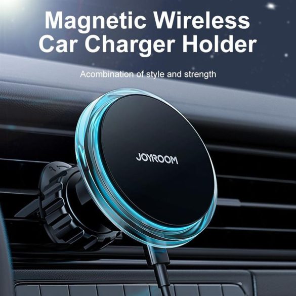JOYROOM JR-ZS291 Magnetic Air Vent Led MagSafe Autós Töltő és Mágneses Tartó - Fekete