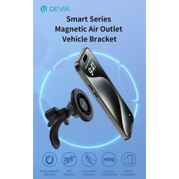 Devia ES084 Smart Magnetic Air Outlet Mágneses Tartó - Fekete