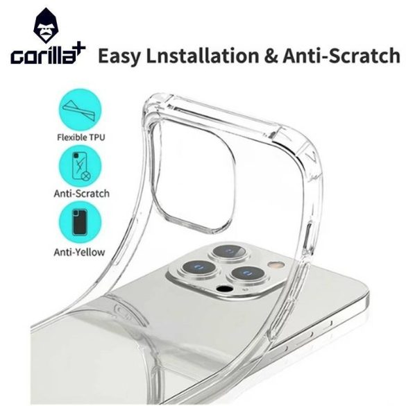 Apple iPhone 16 Gorilla+ Anti Shock TPU Tok - Átlátszó