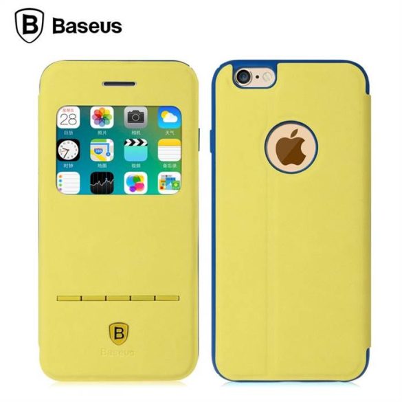 Apple iPhone 6/6s Baseus Terse Youth Bőr Könyvtok - Sárga
