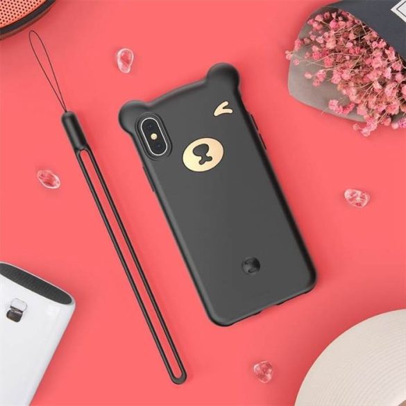 Apple iPhone XS Max Baseus Bear Case Hátlap - Fekete