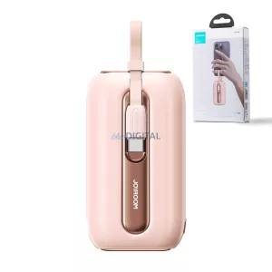 Joyroom JR-L012 10000mAh 22.5W beépített Type-C/Lightning kábeles Powerbank - Rózsaszín
