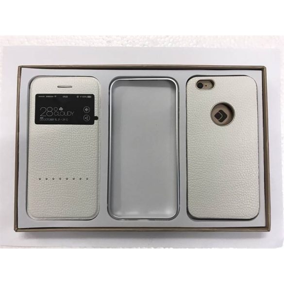Apple iPhone 6/6s JOYROOM PH302 3in1 Bőr Tok - Fehér