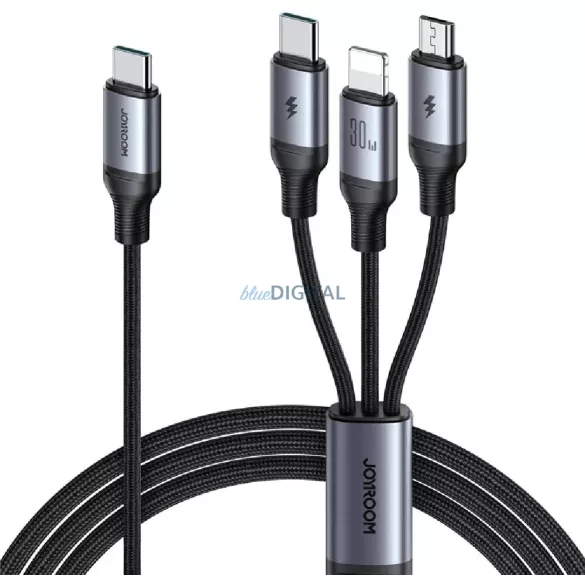 Joyroom S-A21 USB-Type C 3in1 1.2M 30W Adatkábel - Fekete