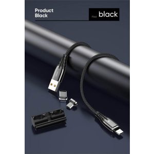 Joyroom S-M408 3A Micro USB 1.2M Mágneses Adatkábel - Fekete