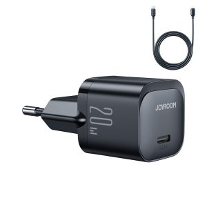 Joyroom JR-TCF02 PD 20W Mini Hálózati Töltőfej + PD Lightning Töltőkábel - Fekete