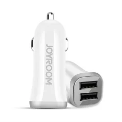   Joyroom C-M216 3.1A 2xUSB Autós Töltőfej + Micro USB 1M Adatkábel - Fehér