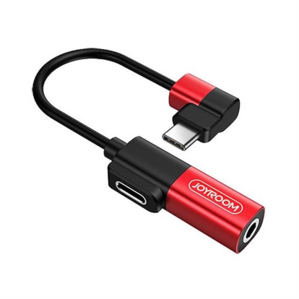 JOYROOM S-M361 Elf 4-1 USB Type-C Audió és Töltő Adapter - Piros