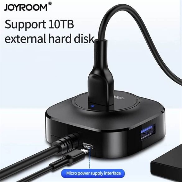 JOYROOM S-M371 4in1 USB 2.0 1M HUB Adapter - Fekete