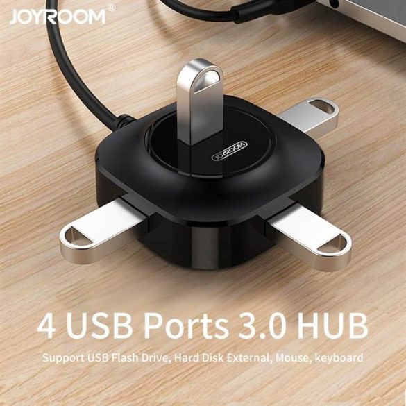 JOYROOM S-M371 4in1 USB 2.0 2M HUB Adapter - Fekete