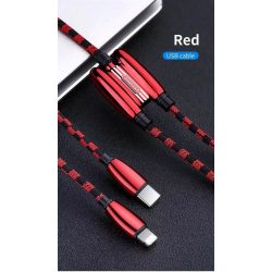   Joyroom S-M400 2in1 3.5A Lightning/USB Type-C 1.3M Adatkábel - Piros