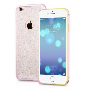 Apple iPhone 6 Plus HOCO Blade Series Bőrhátlapos Fém Bumper -  Rózsaszín