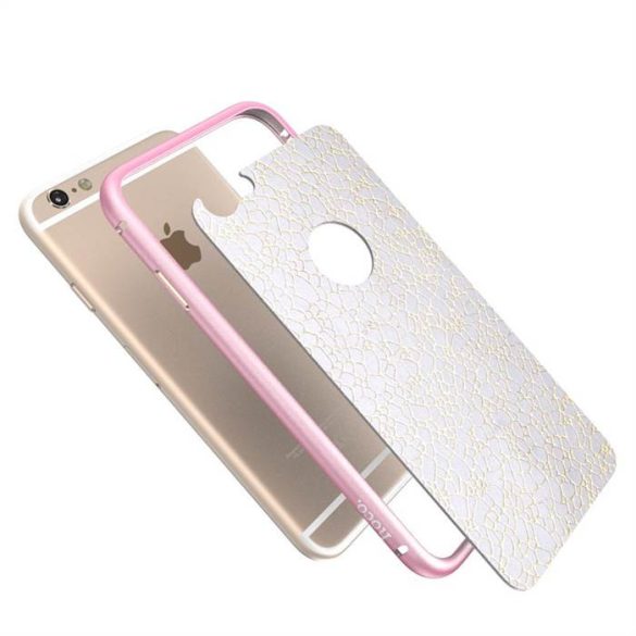 Apple iPhone 6 Plus HOCO Blade Series Bőrhátlapos Fém Bumper -  Rózsaszín