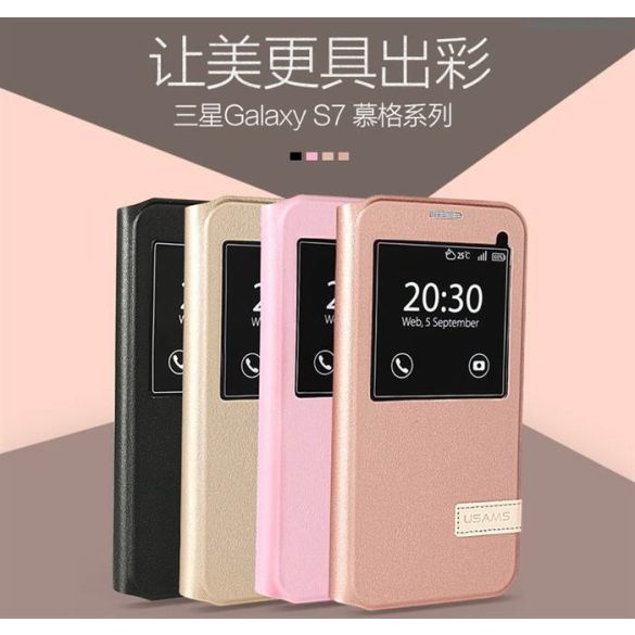 Samsung S7 Plus Usams Muge Series Könyvtok - Arany