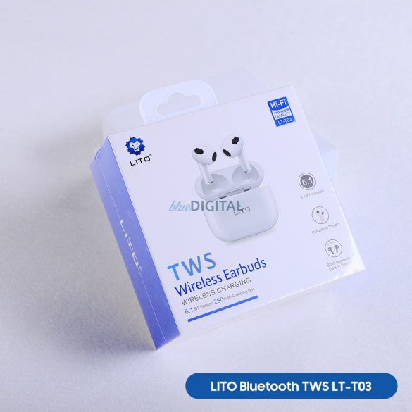 Lito T03 TWS Bluetooth 6.1 Headset - Fehér