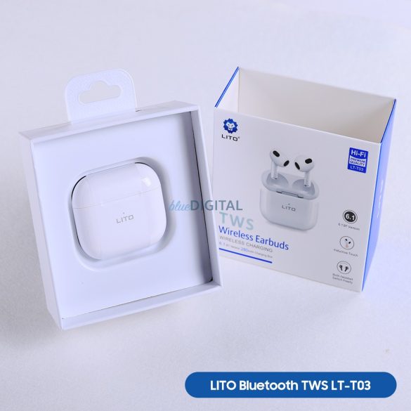 Lito T03 TWS Bluetooth 6.1 Headset - Fehér