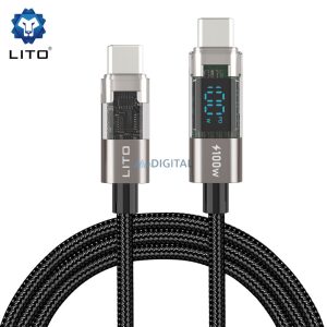 Lito LD09 Super Fast PD 100W USB Type-C 1M Digitális Adatkábel - Fekete