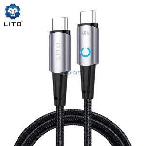 Lito LD10 Metal Data PD 60W USB Type-C 1M Adatkábel - Fekete