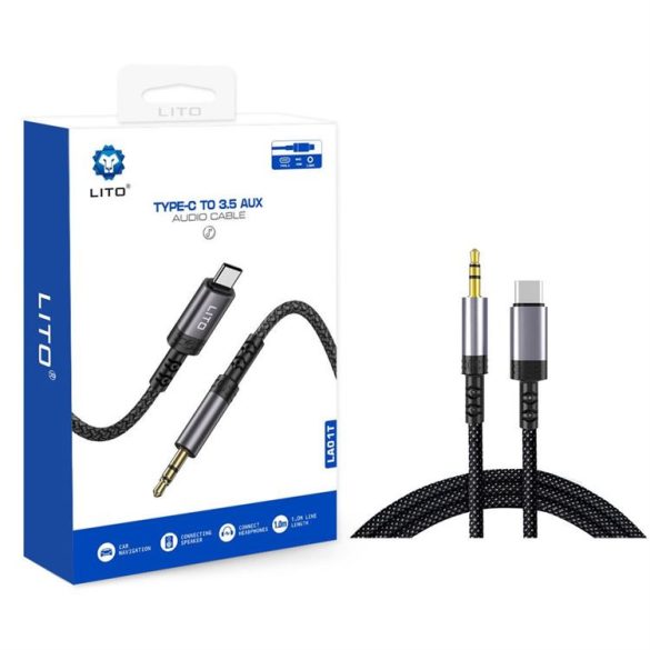 Lito LA01 1M USB Type-C Audió kábel  - Fekete